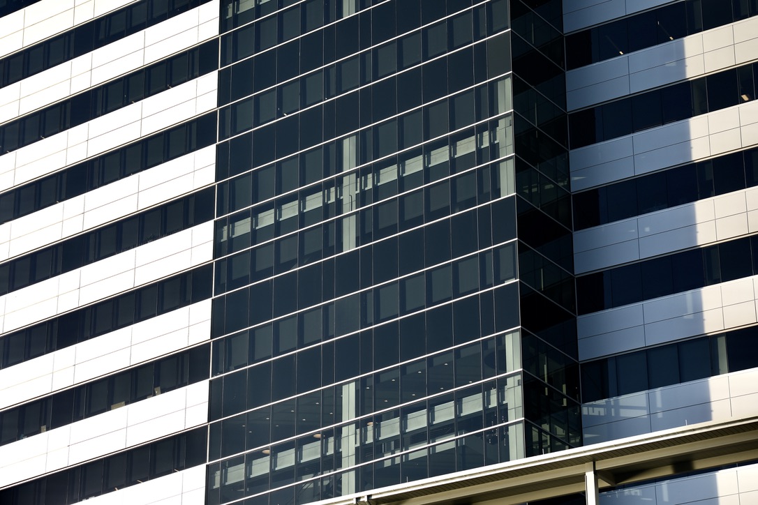 Steel and glass modern building facade